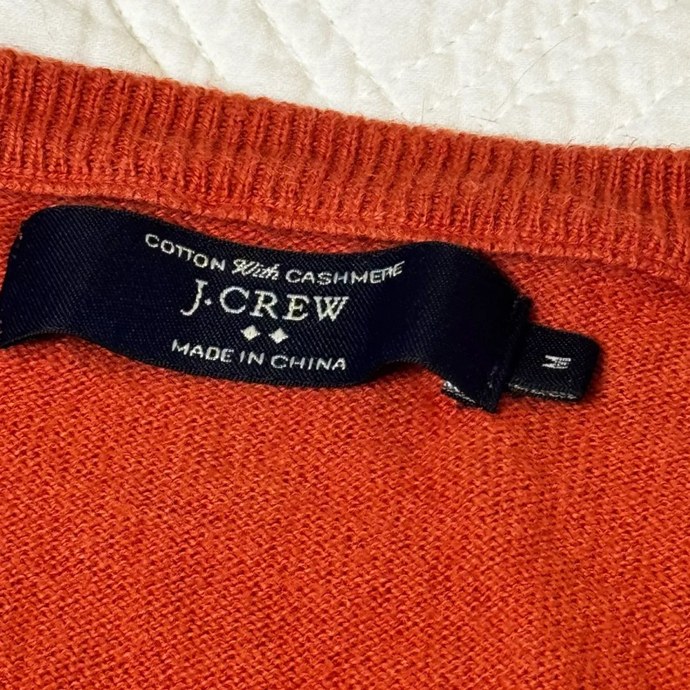 J. Crew Men’s Orange Cotton Cashmere Blend VNeck Sweater Size Medium